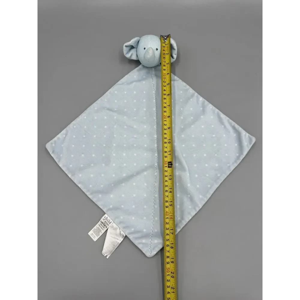 Carters Child Of Mine Elephant Lovey Rattle Blue Security Blanket Polka Dots